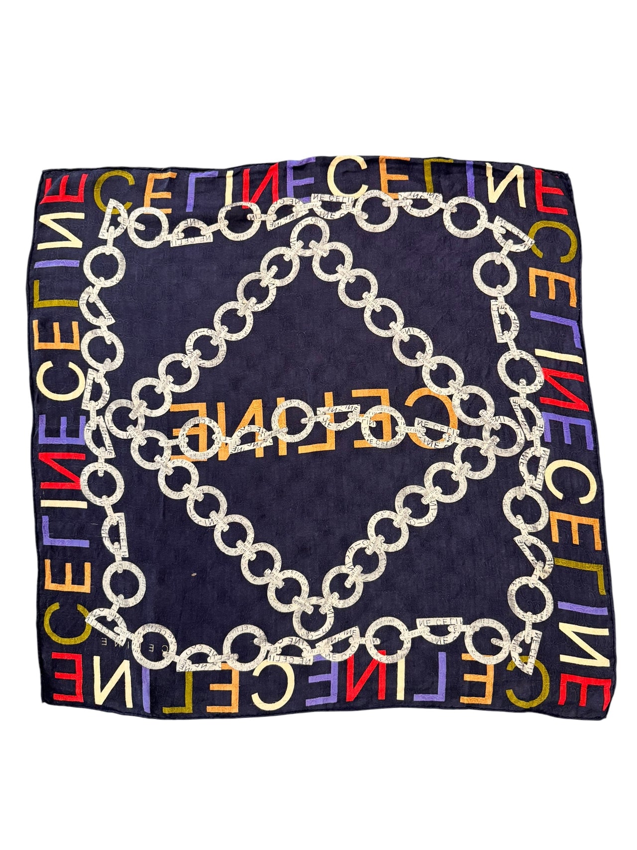 Celine Multicolor Chain Logo Small Scarf