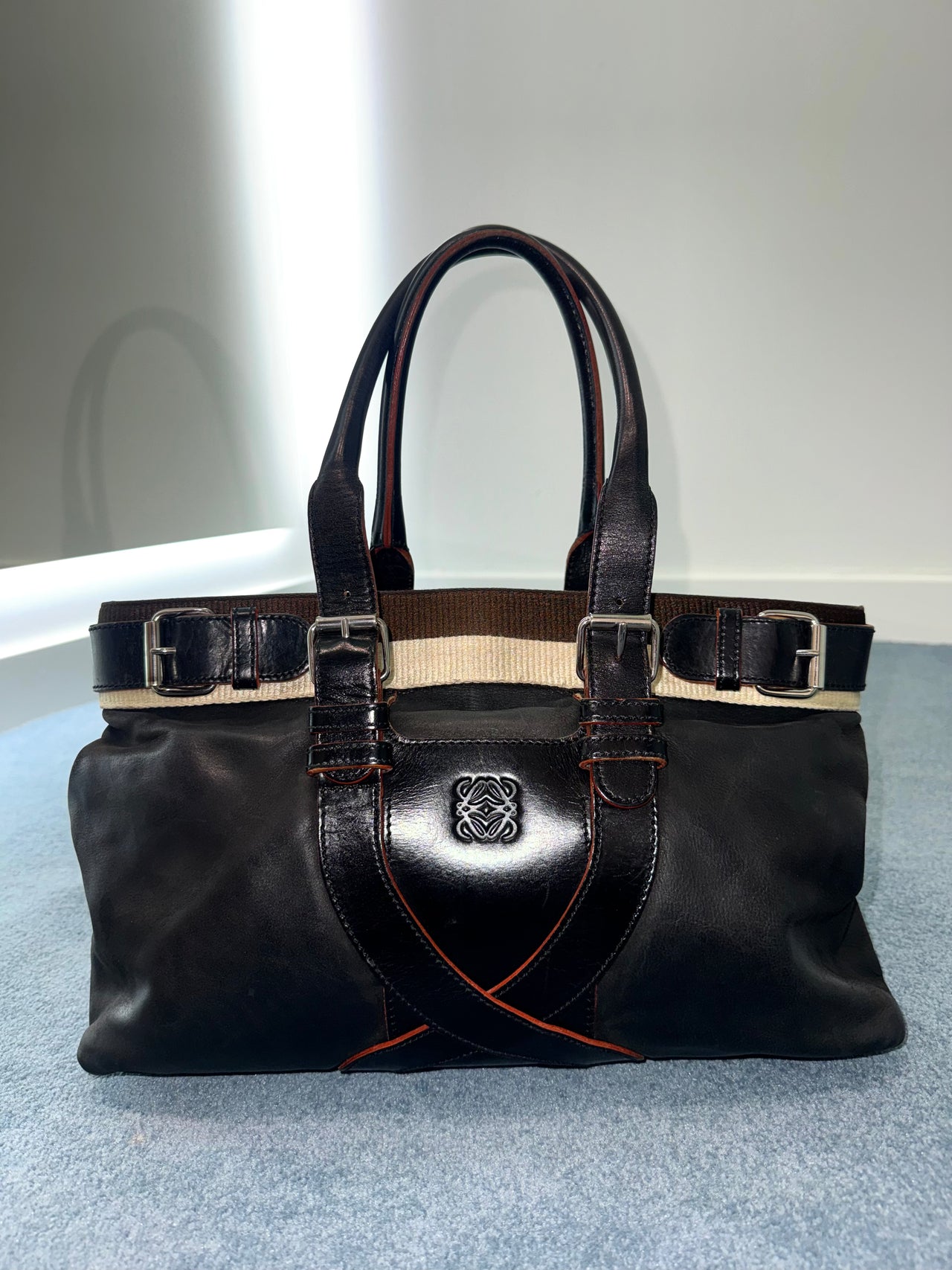 Loewe Brown Leather Belted Tote