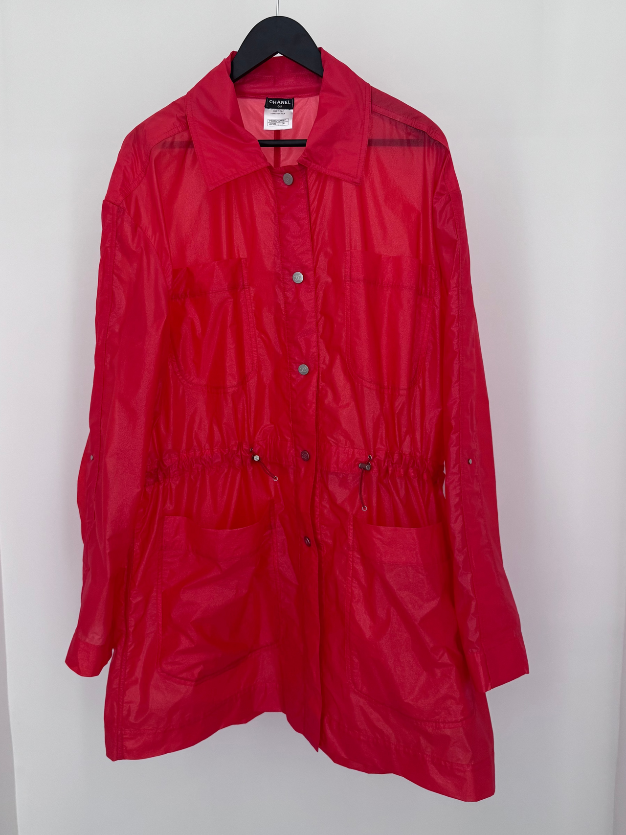 Chanel FW2015 Red Technical Waist-Cinch Jacket