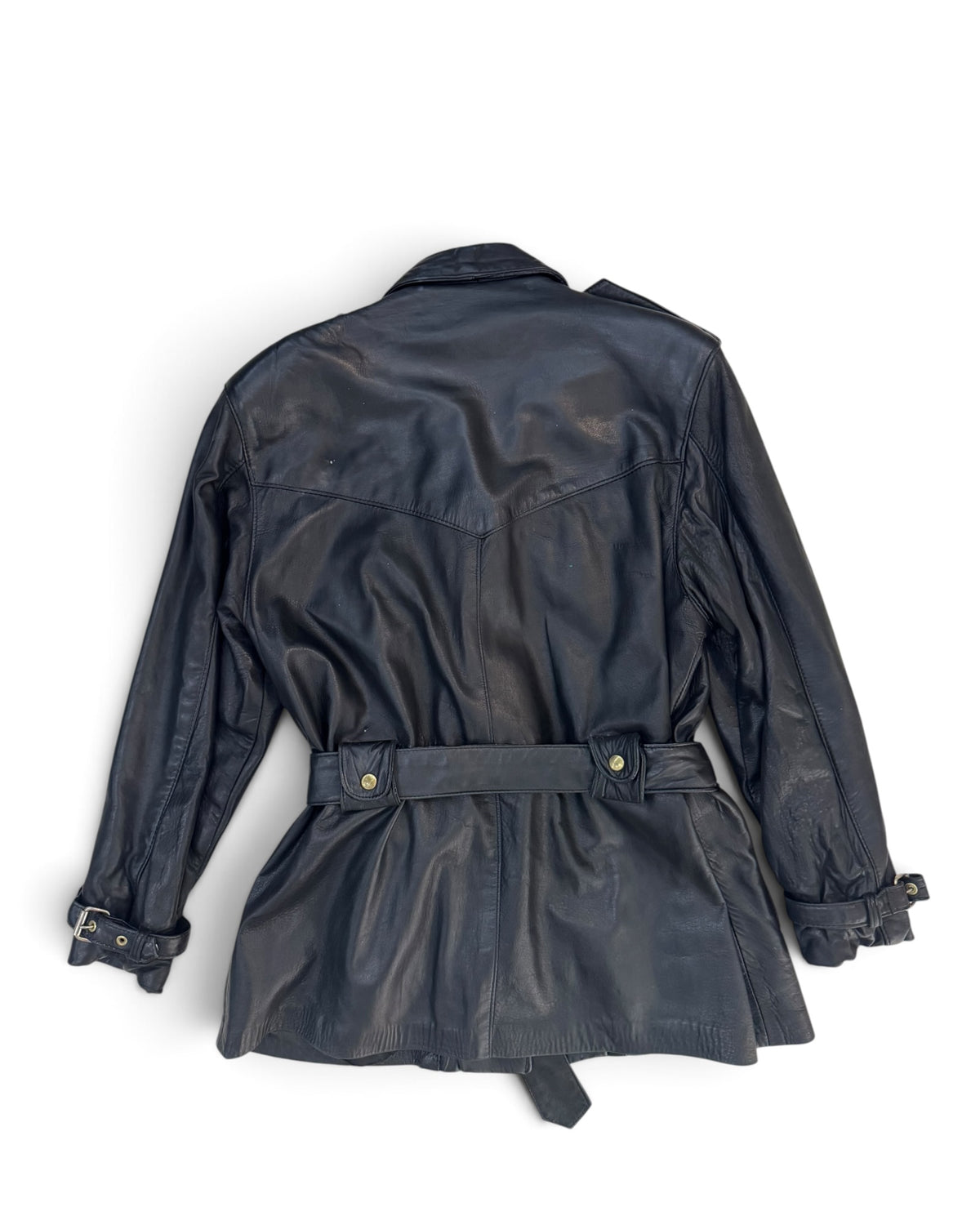 Cuir Dimitri Vintage 1980s Belted Leather Moto Safari Jacket