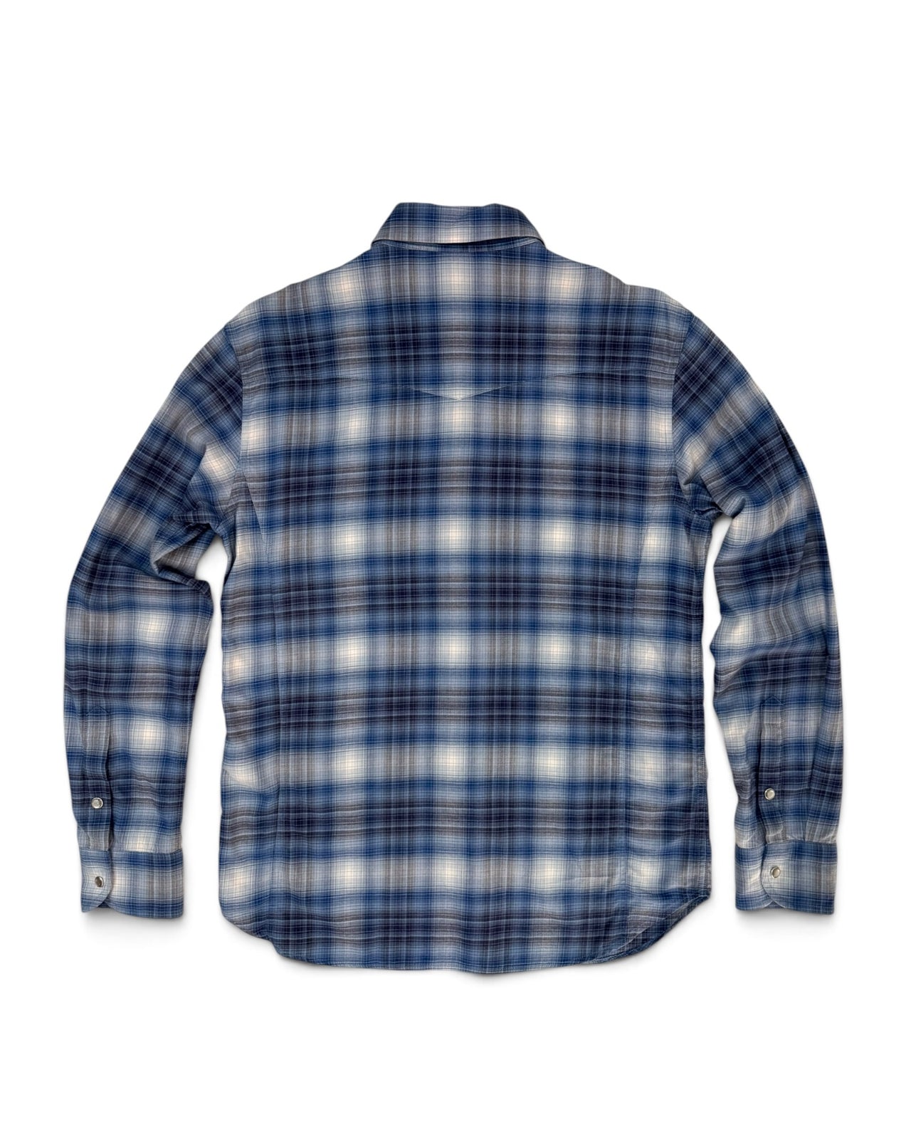 Tom Ford Blue Ombré Plaid 100% Cotton Western Shirt