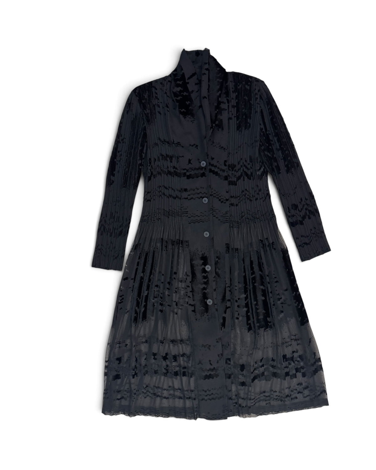 Issey Miyake SS2013 Devoré Velvet Sheer Pleated Duster Coat