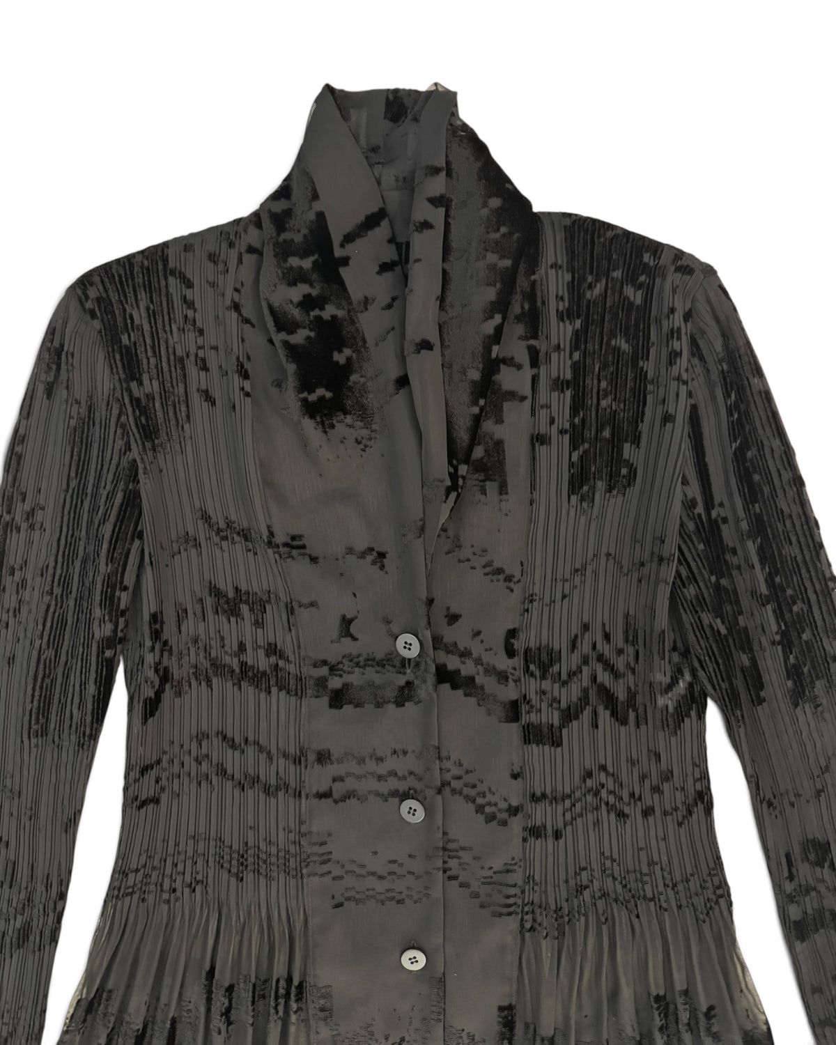 Issey Miyake SS2013 Devoré Velvet Sheer Pleated Duster Coat