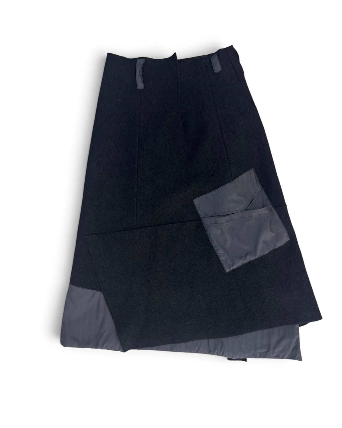 Vintage Avanza Nonza Boiled Wool Nylon Asymmetric Wrap Skirt