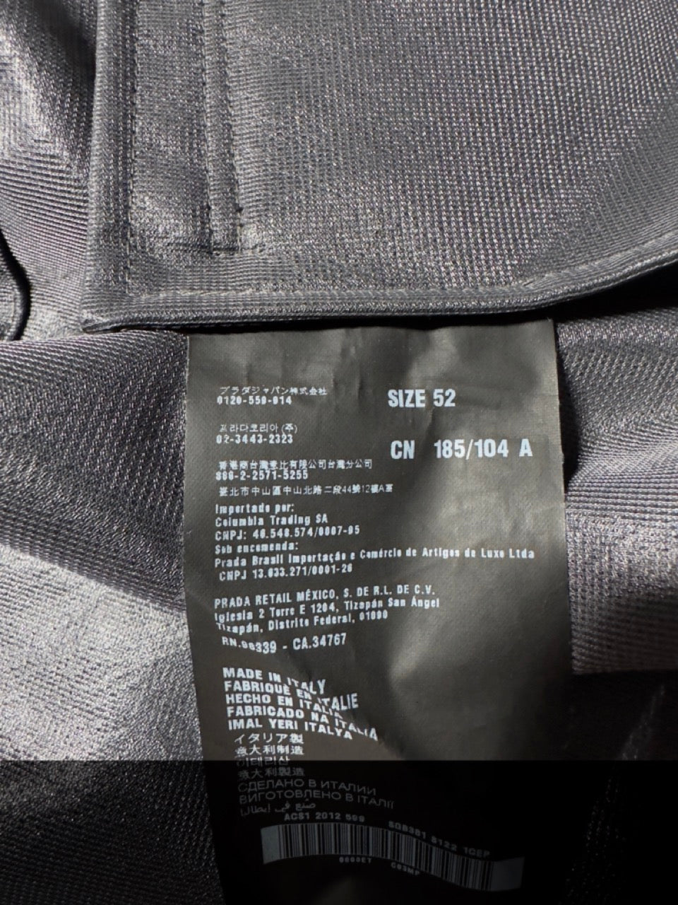 Clothing label on a textured fabric background