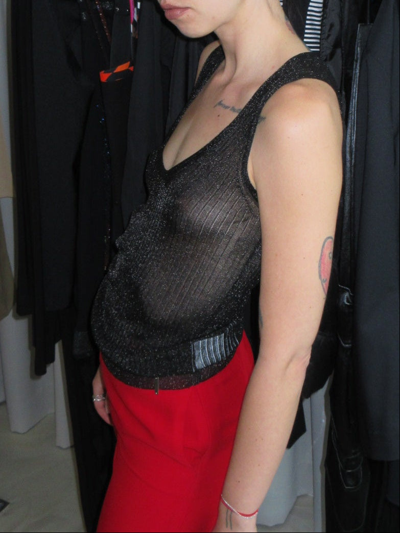 Dsquared2 Metallic Sheer Ribbed Tank Top
