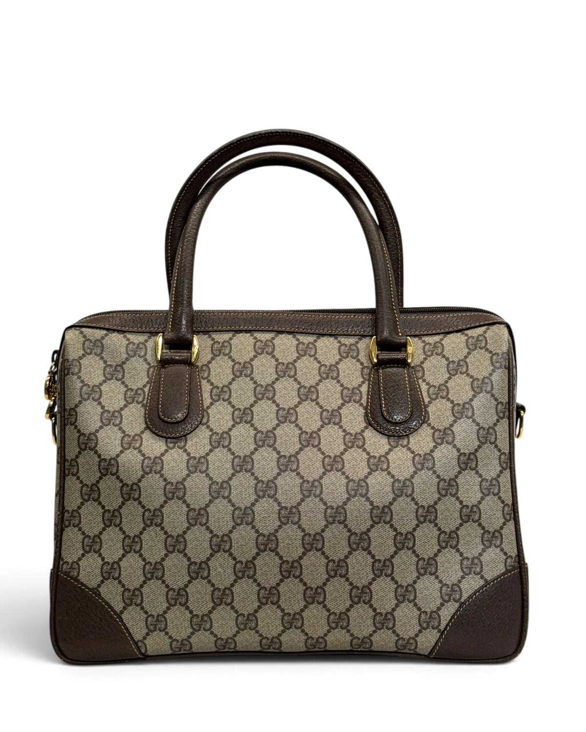 Gucci Vintage 1980s GG Coated Canvas Top-Handle Briefcase Satchel with Strap