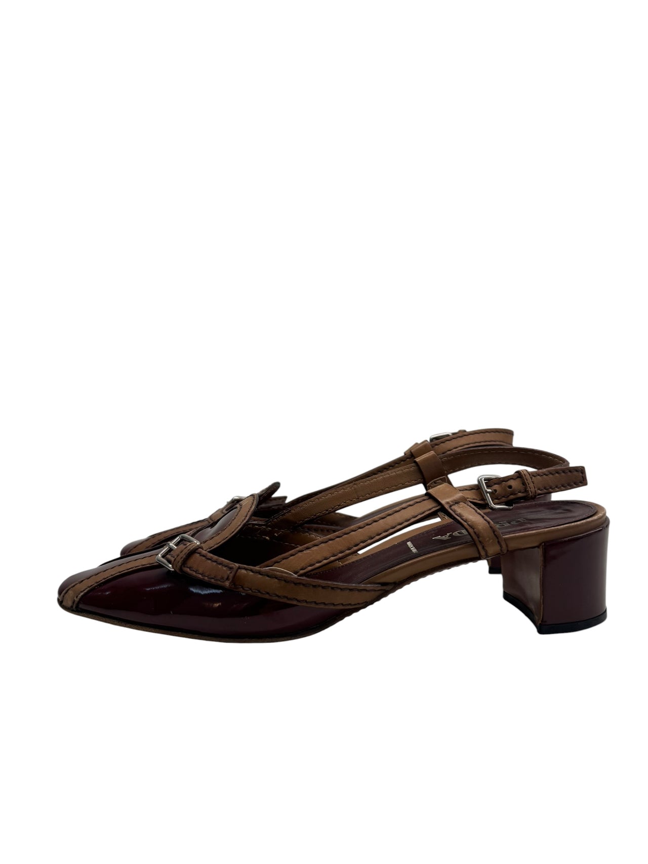 Prada Two-Tone Patent Panel Slingbacks