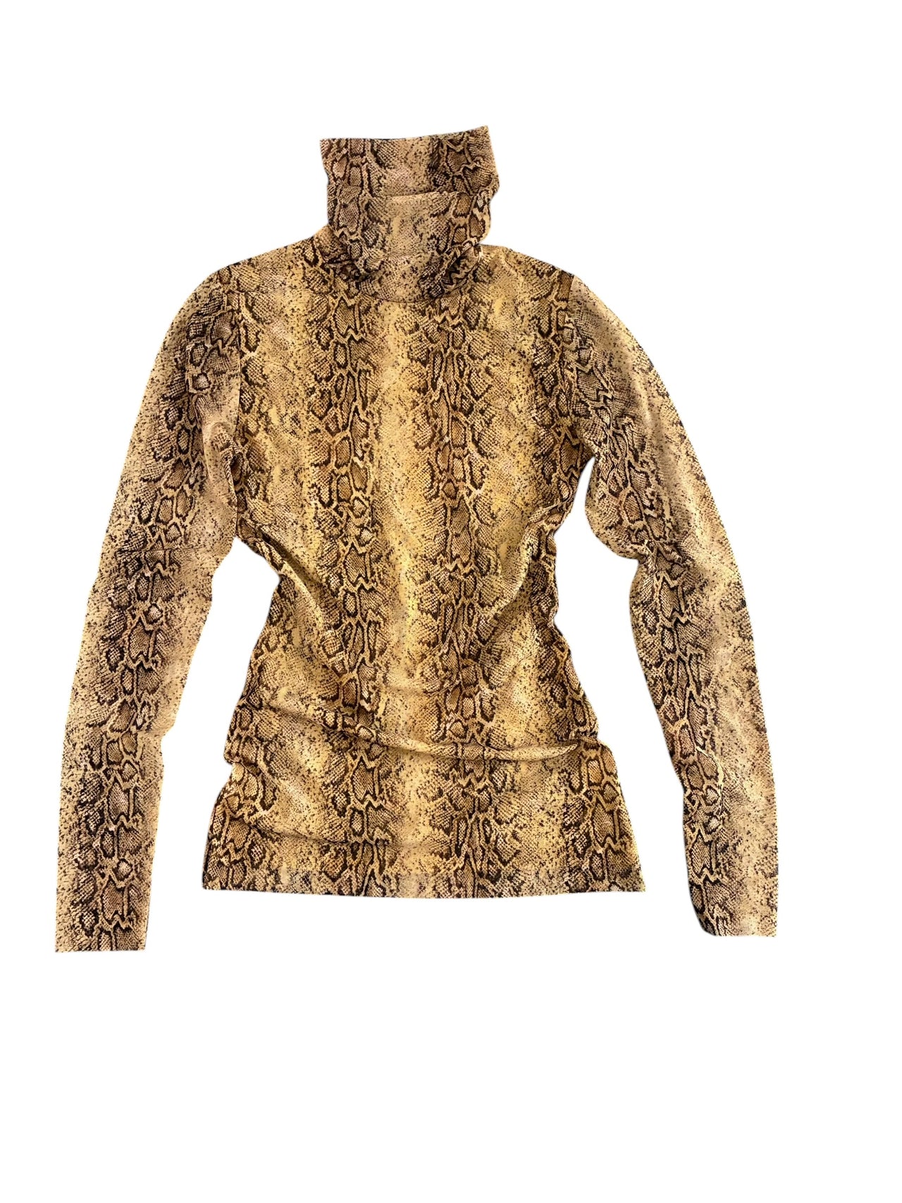Ganni Snakeskin Mesh Turtleneck
