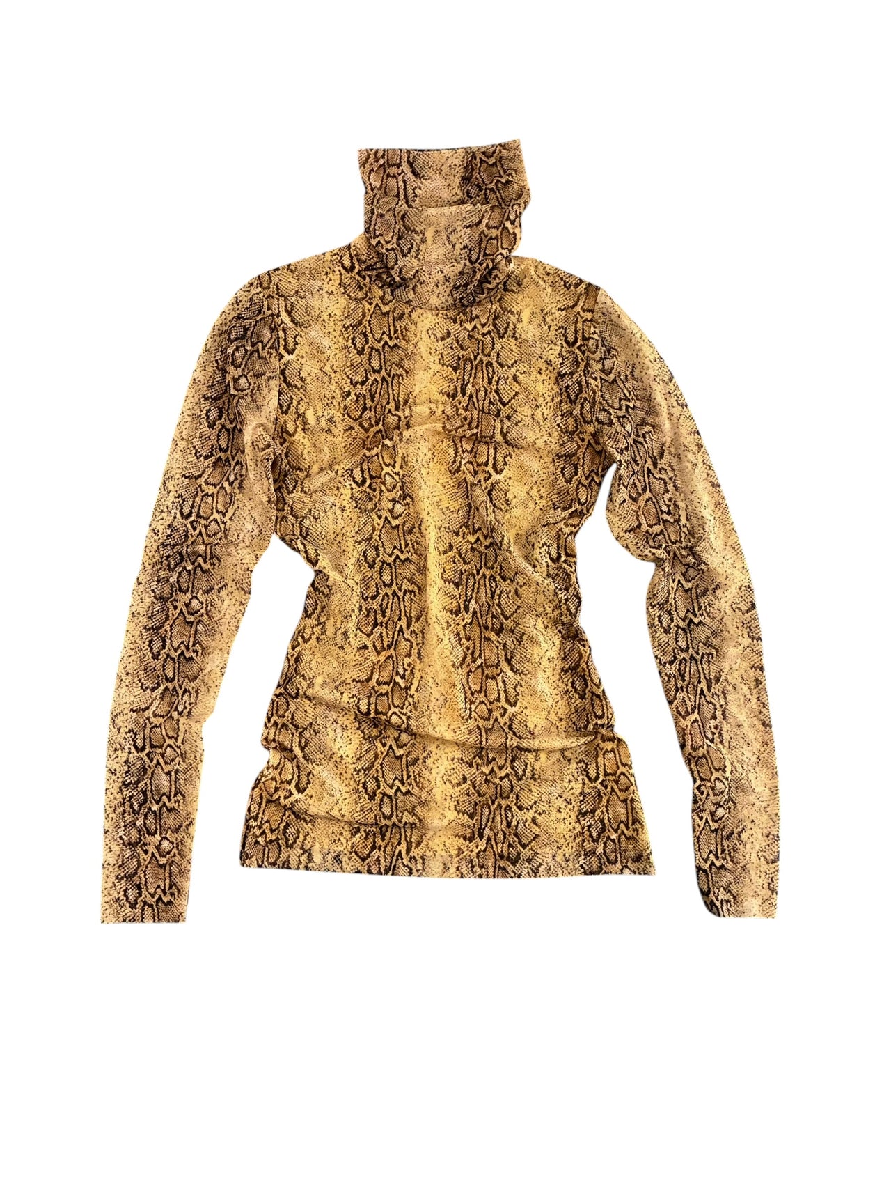 Ganni Snakeskin Mesh Turtleneck
