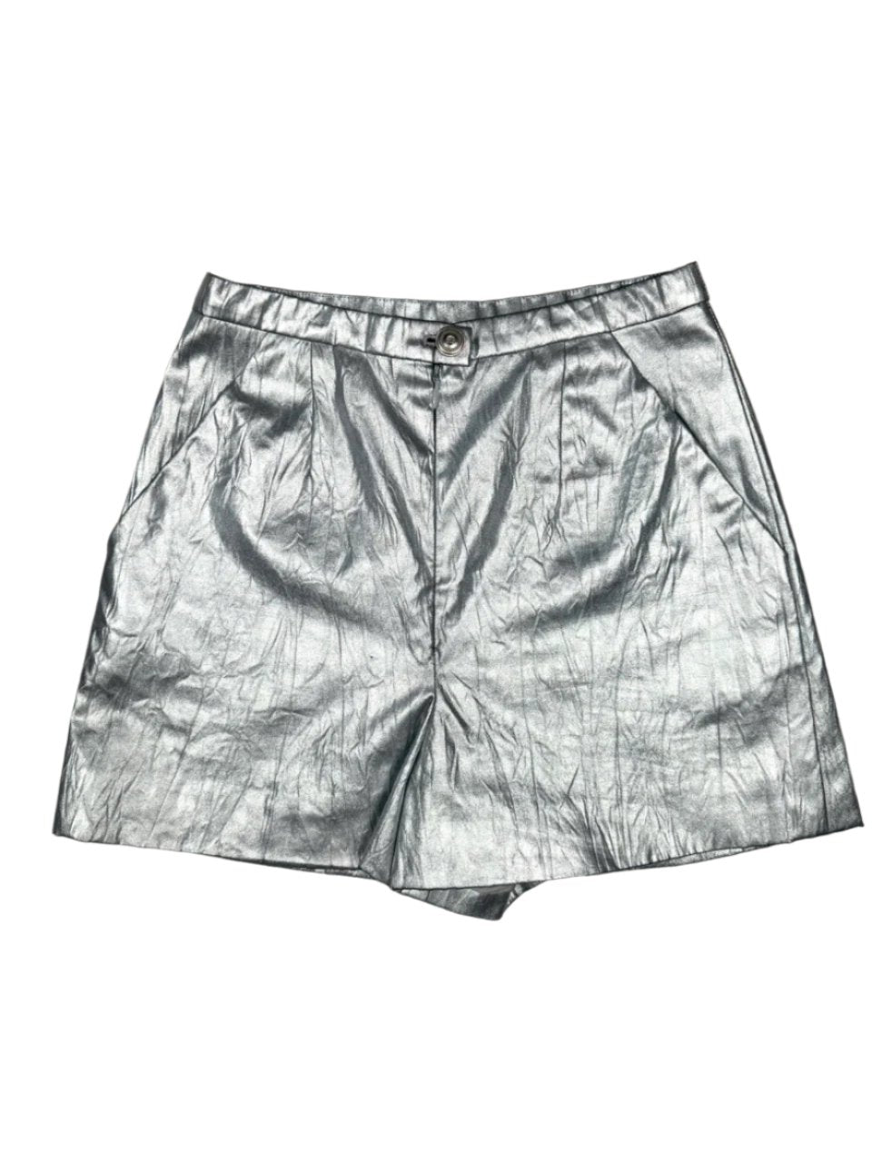 Chanel Silver Metallic  High Waist Shorts