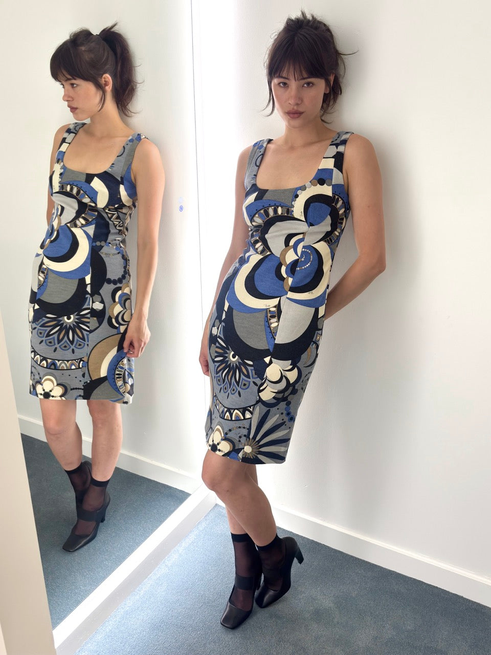 Emilio Pucci Geometric Print Virgin Wool Shift Dress