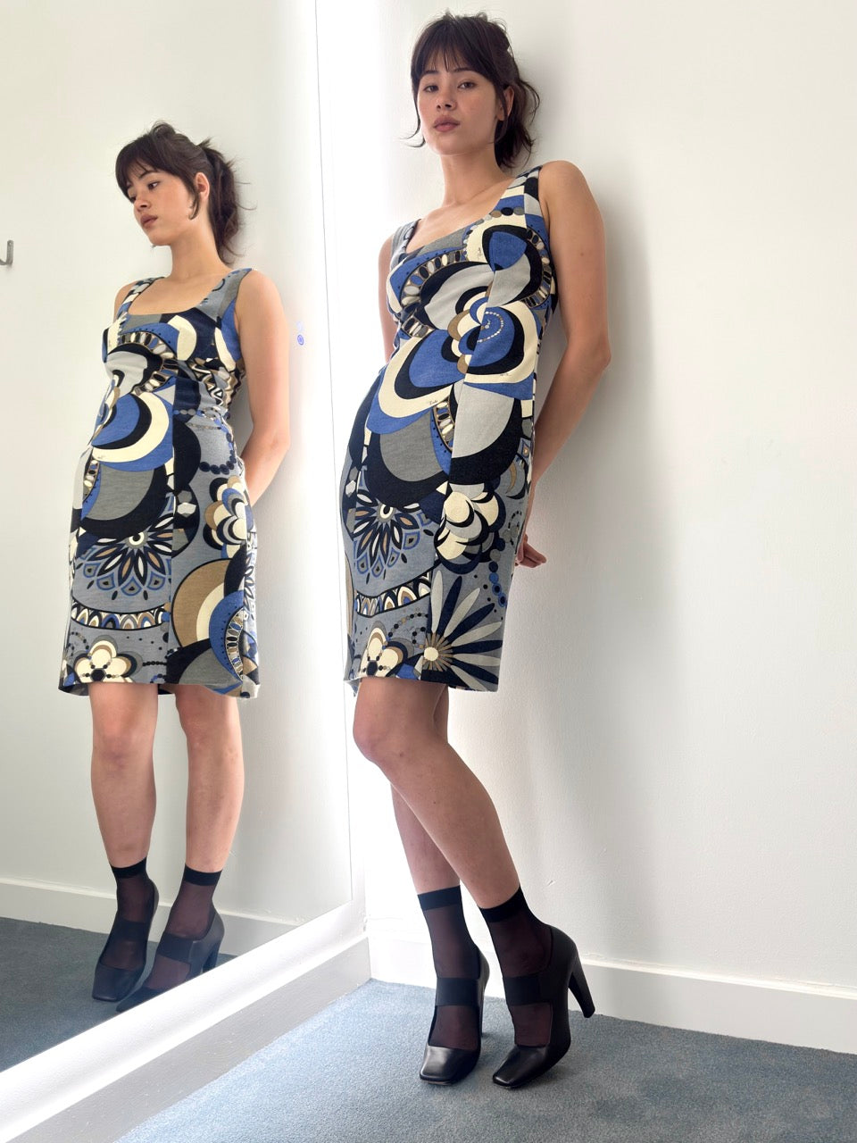 Emilio Pucci Geometric Print Virgin Wool Shift Dress