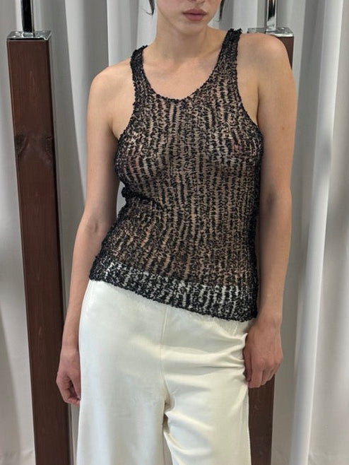 Maison Margiela Four-Stitch Textured Veil Mesh Tank