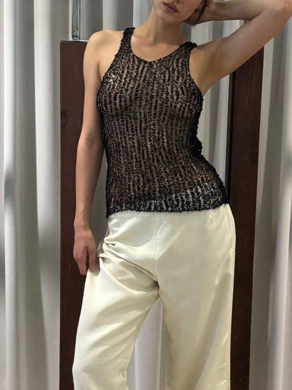 Maison Margiela Four-Stitch Textured Veil Mesh Tank