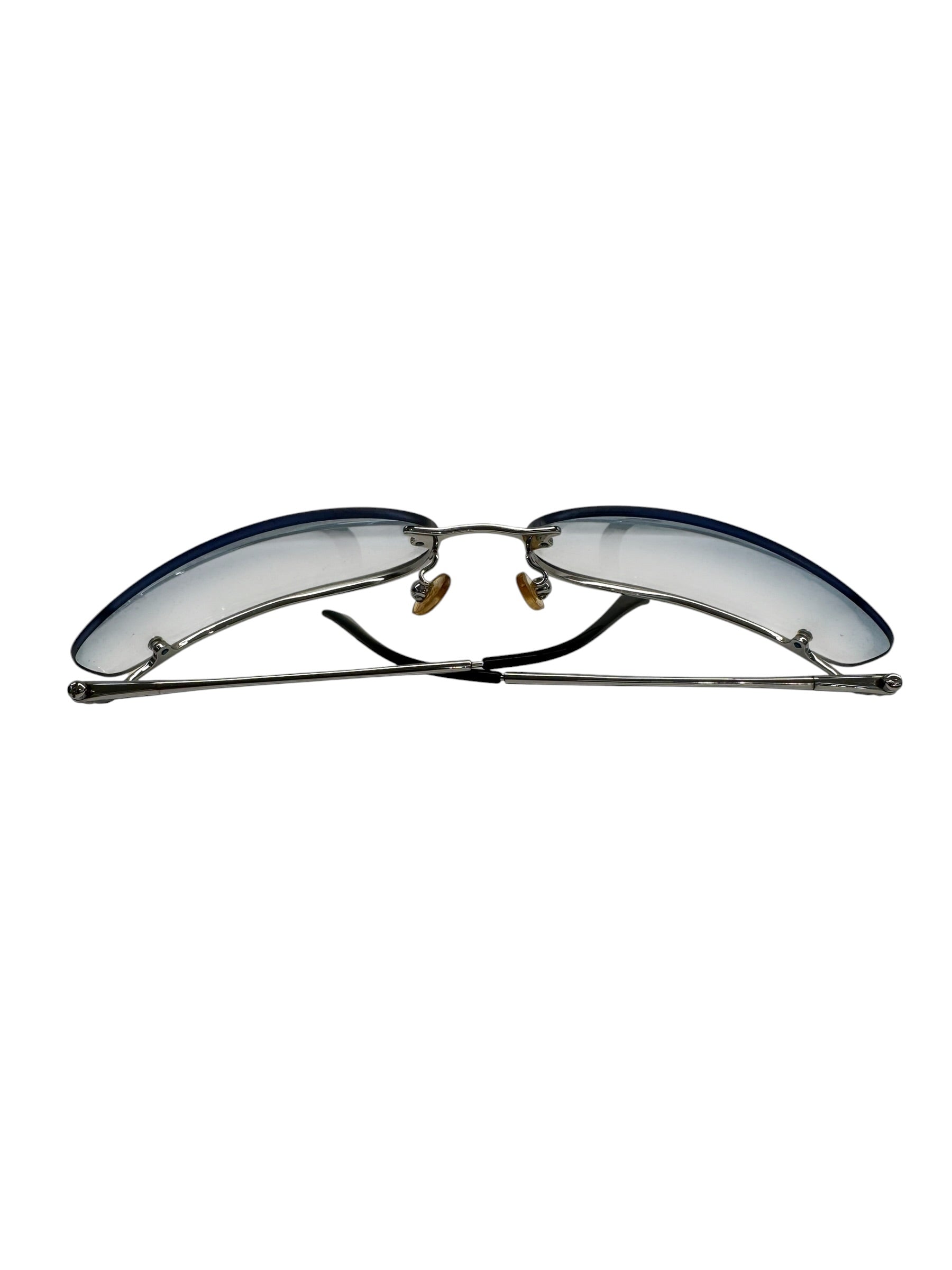 Prada Vintage Rimless Blue Gradient Sunglasses | LE DEPARTMENT