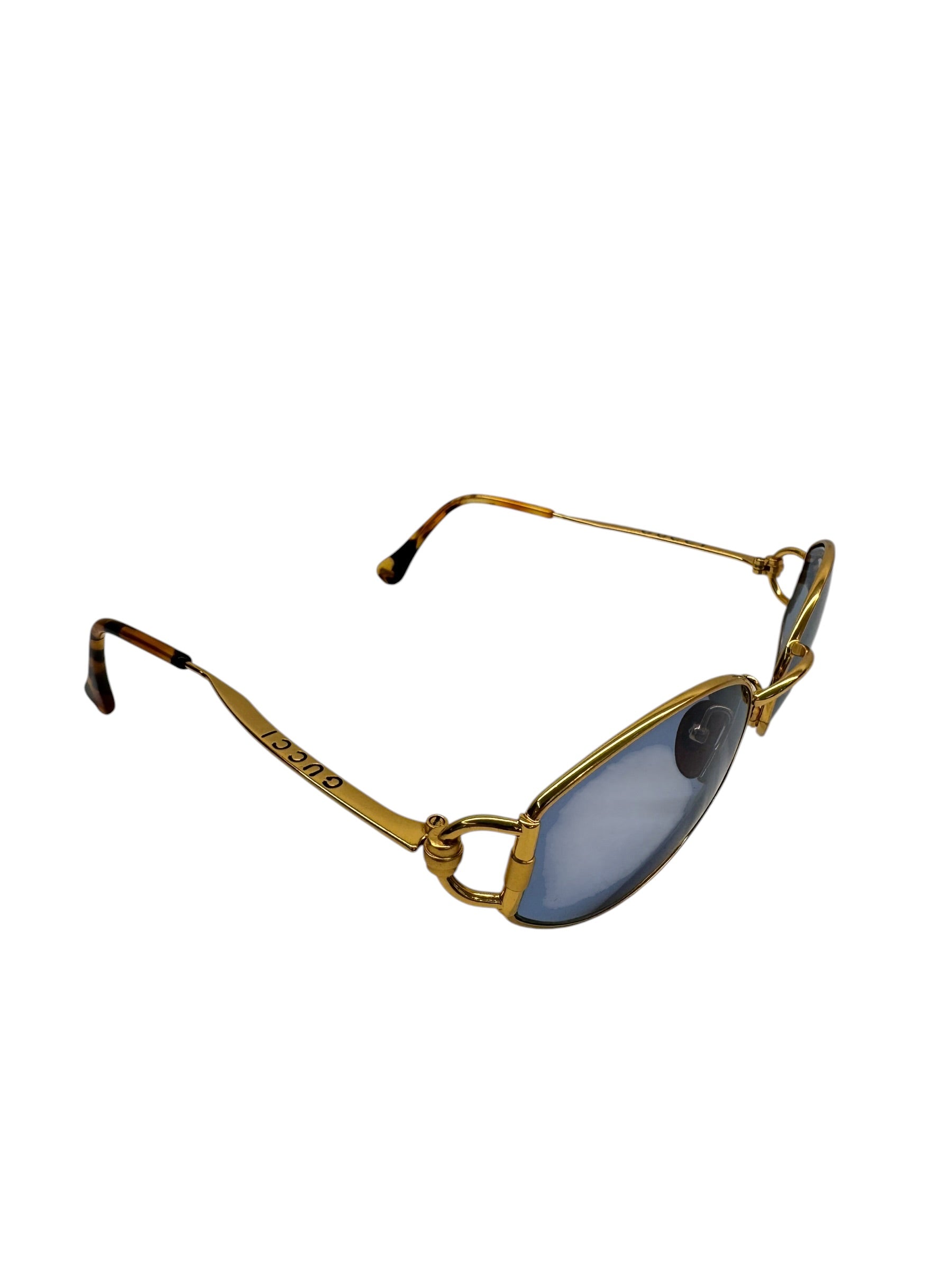 Gucci Vintage Tom Ford Blue Tint Horsebit Sunglasses | LE DEPARTMENT