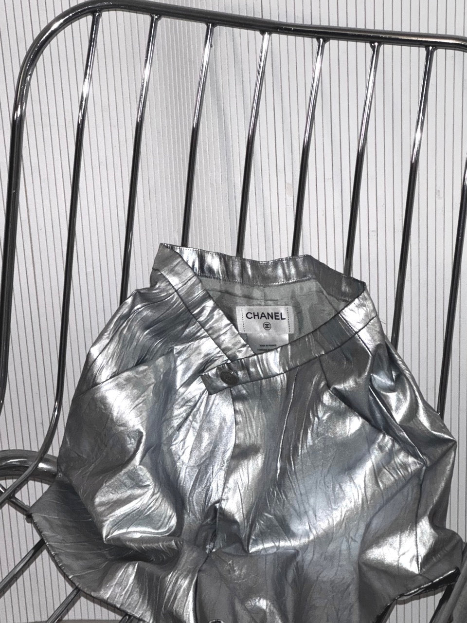 Chanel Silver Metallic  High Waist Shorts