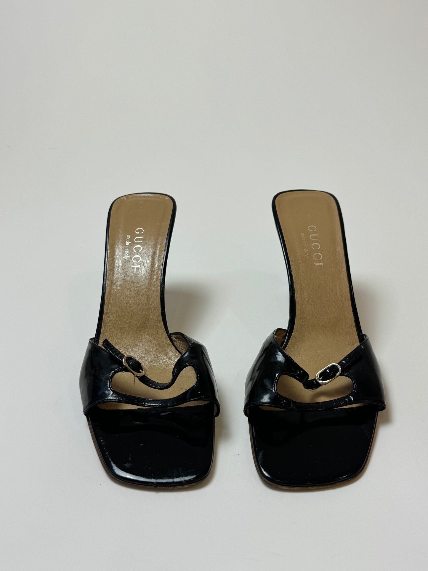 Gucci Patent Leather Buckle Mules