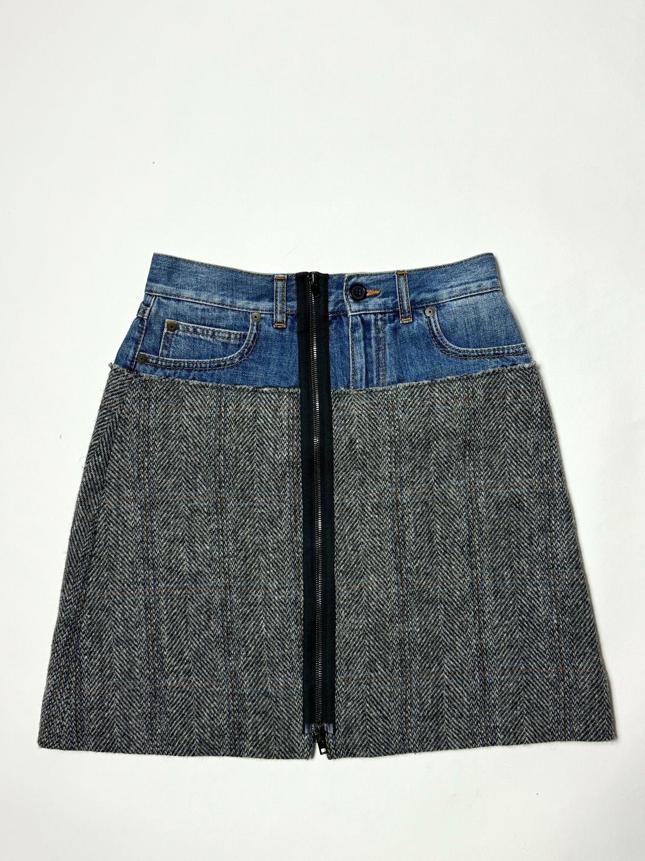 Maison Margiela Denim and Tweed Skirt