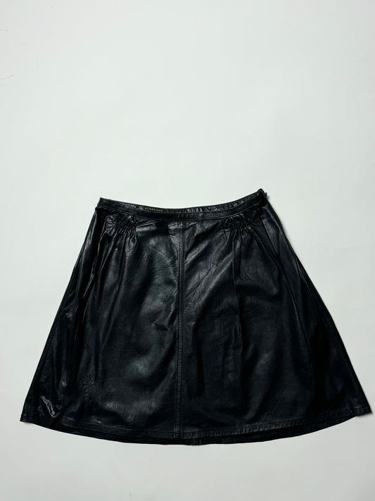 Burberry Leather Gabardine Skirt