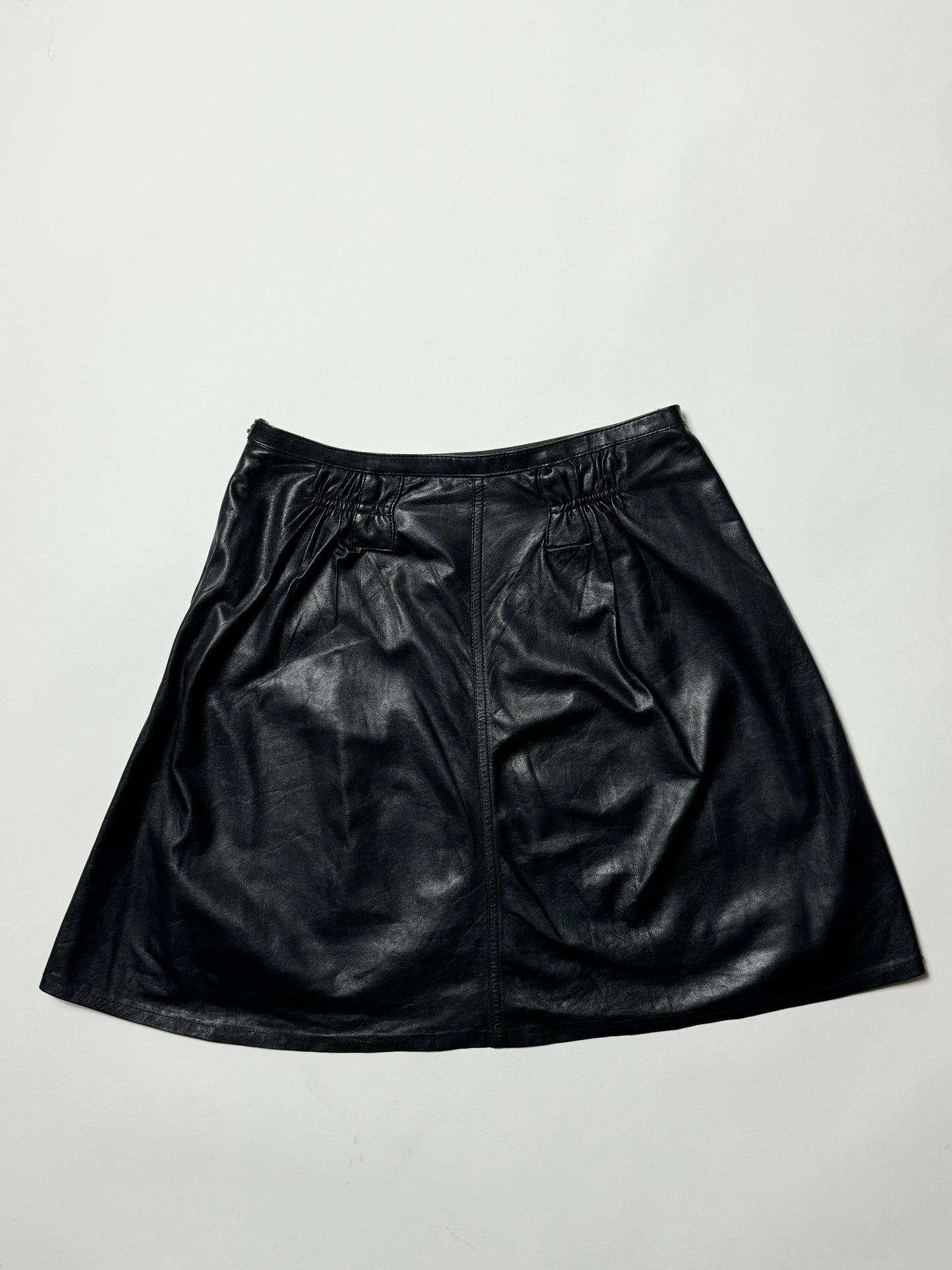 Burberry Leather Gabardine Skirt