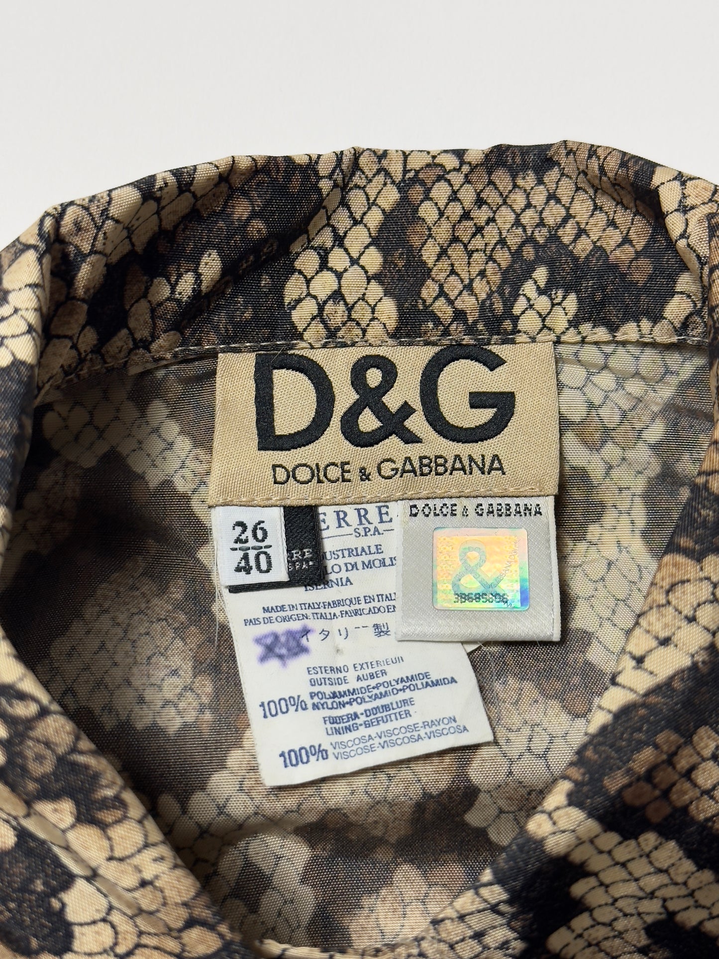 FW 2005 Dolce & Gabbana Snake Print Nylon Shirt