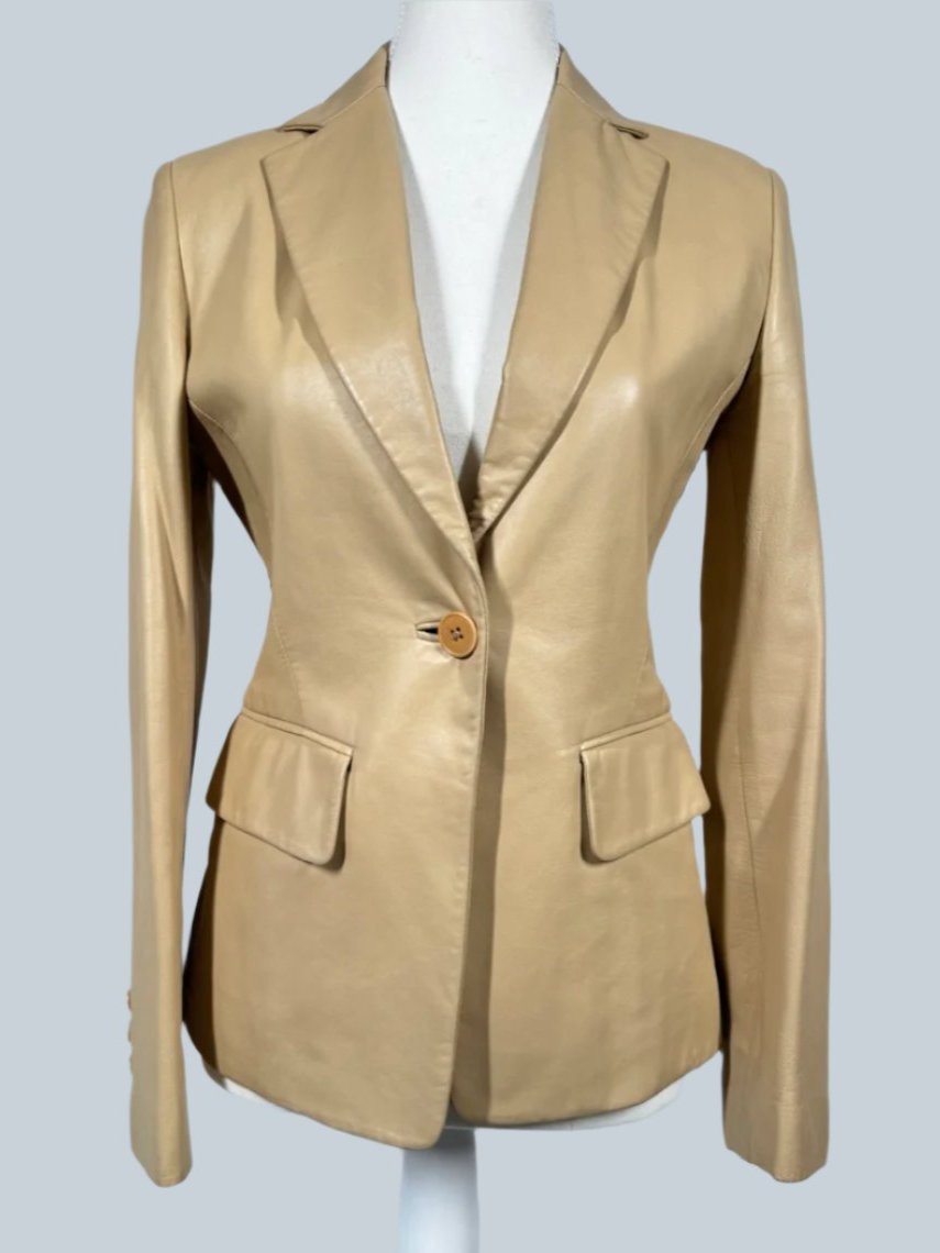 DKNY Leather Fitted Blazer