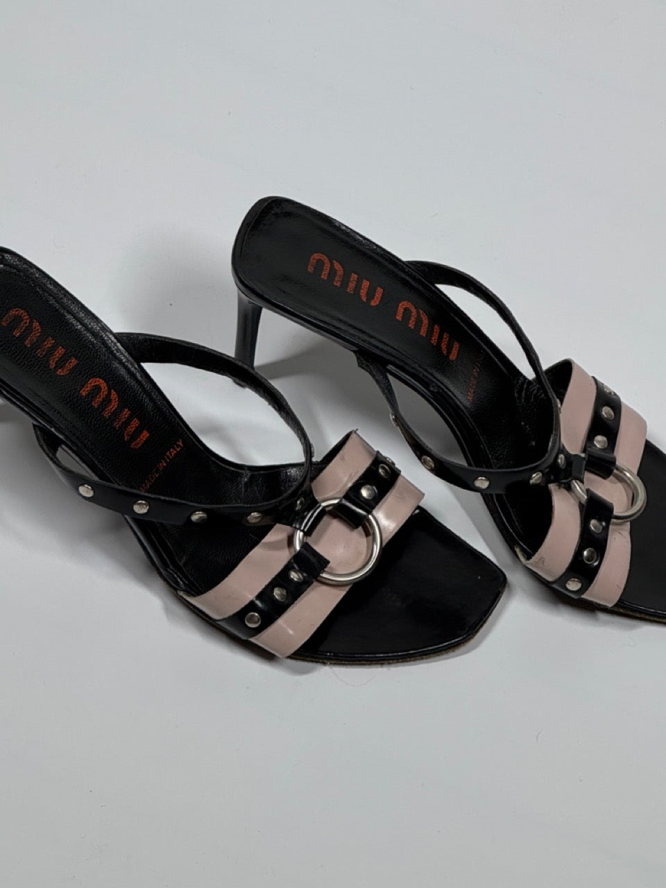 Miu Miu Studded Ring Strap Sandal Mules