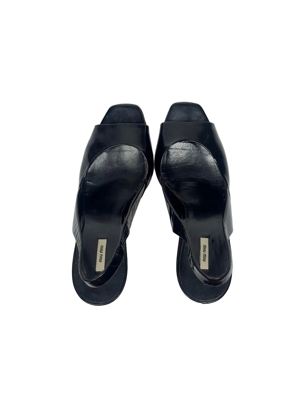Miu Miu Black Patent Leather Slingback Wedge Heels – LE DEPARTMENT