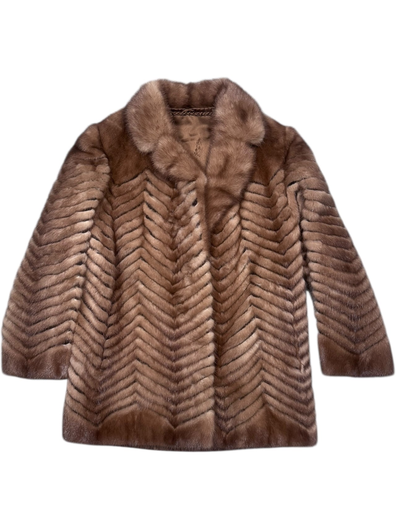 Vintage Chevron Mink Fur Coat