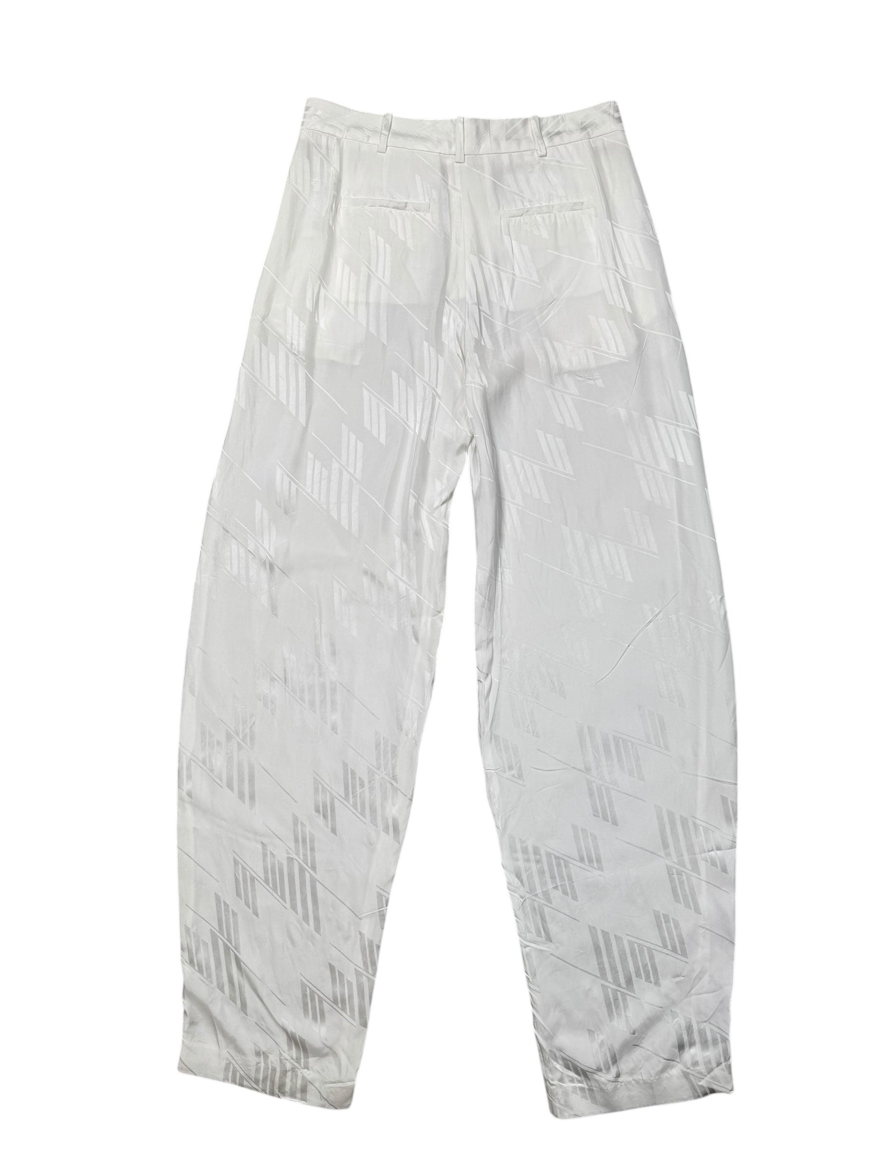 white THE ATTICO monogram pants with white designs in white background