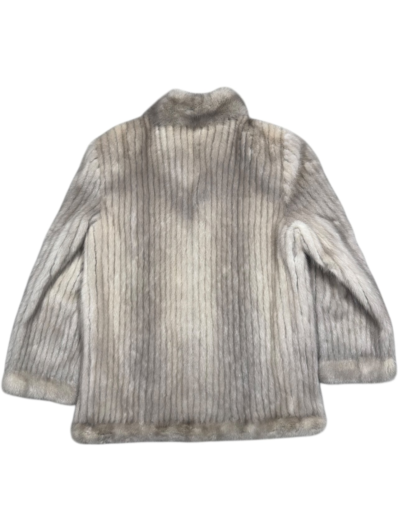 Vintage Cream Vertically Paneled Fur Coat