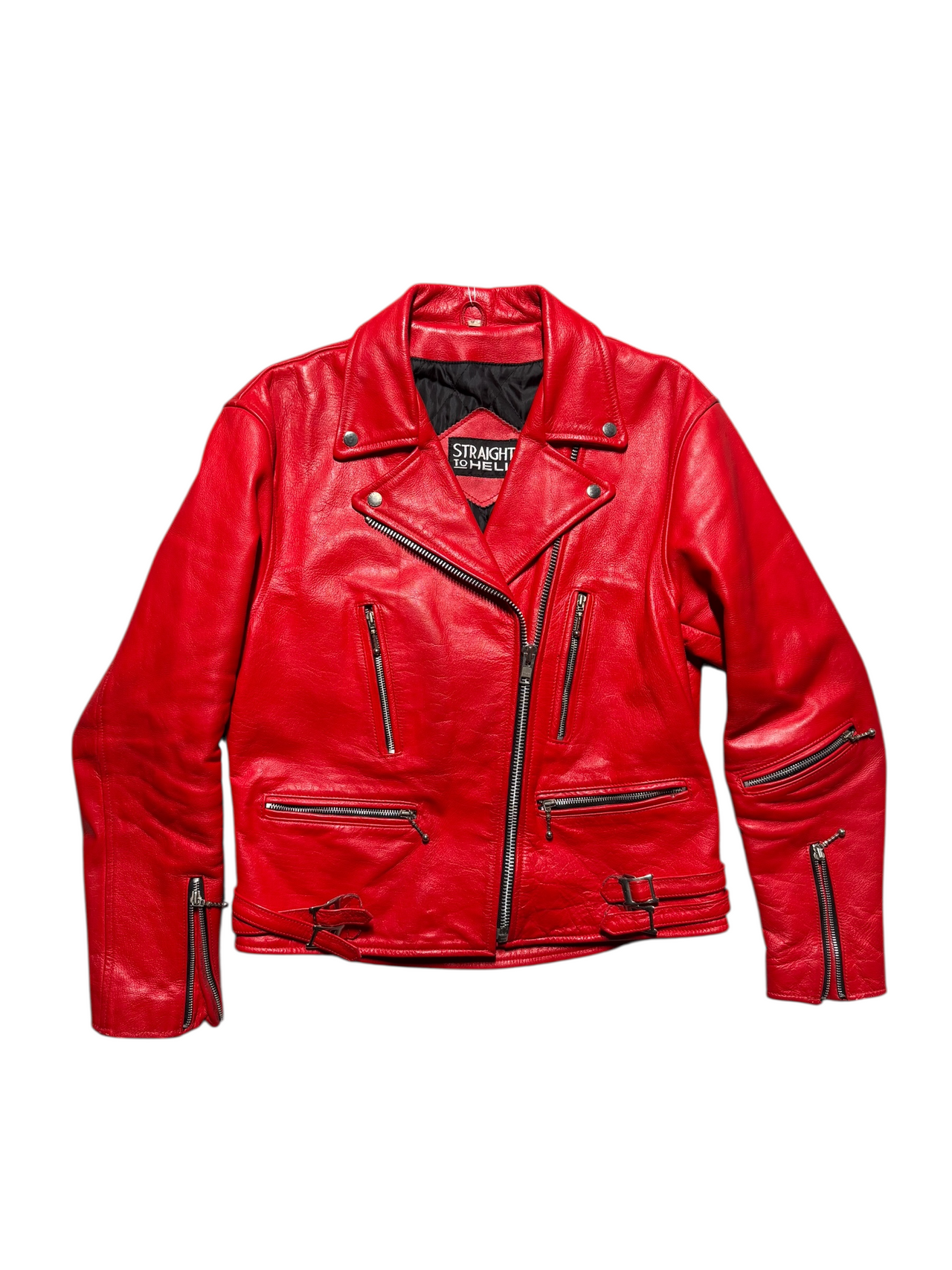 Vintage Red Leather Biker Jacket