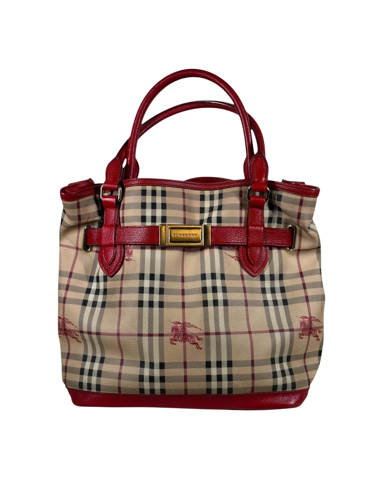 Burberry Prorsum Red Leather Detail Tote