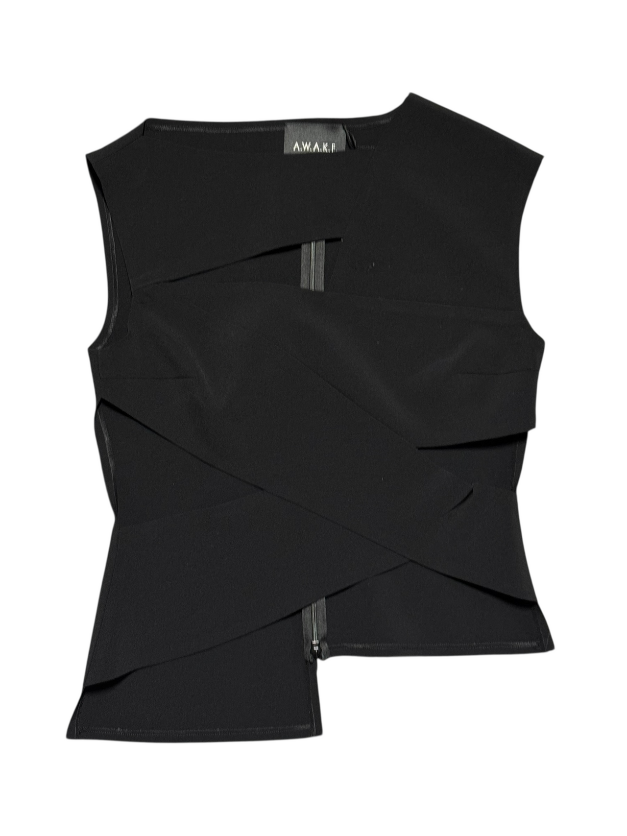 A.W.A.K.E. Mode Black Asymmetric Sculpted Top