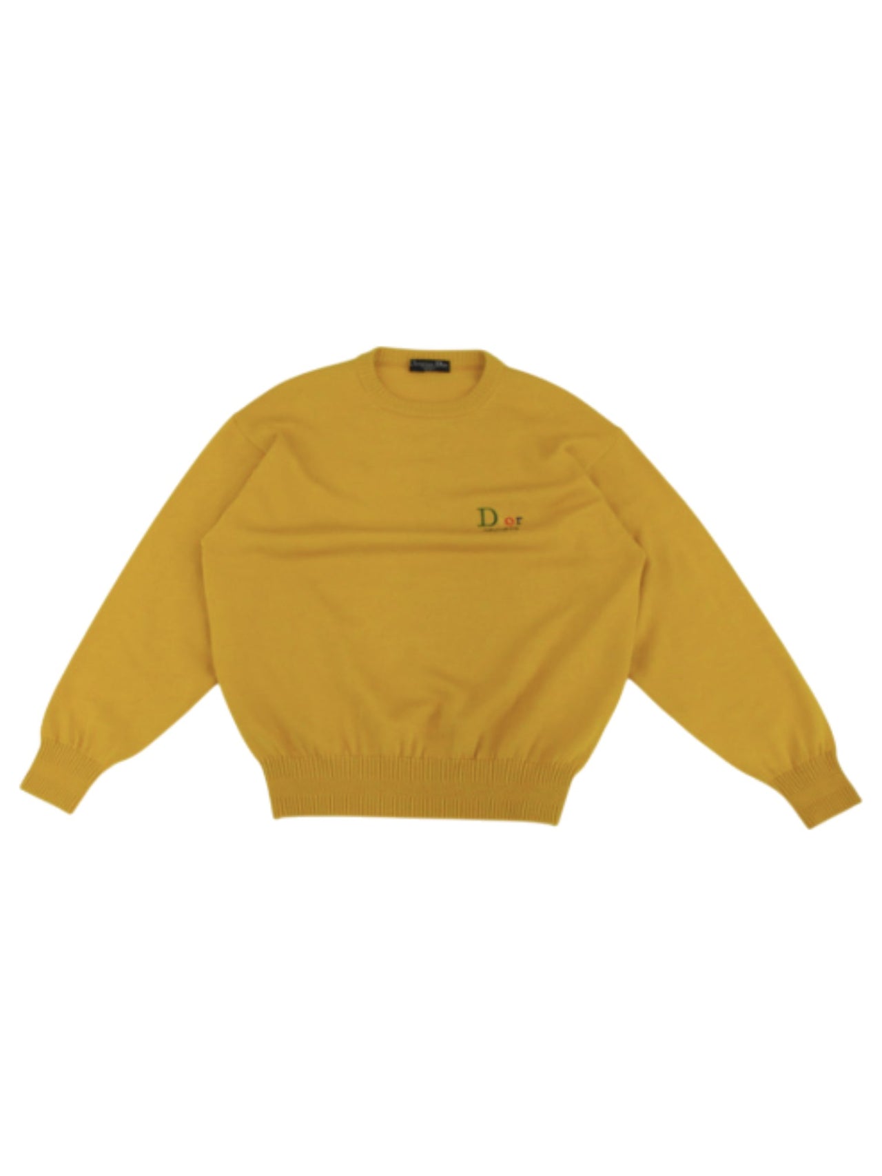 Yellow Christian Dior sweater with a brand logo on a white background