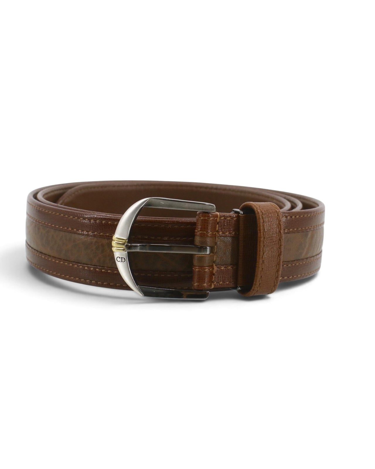 Christian Dior Monsieur Two-Tone Buckle Leather Belt