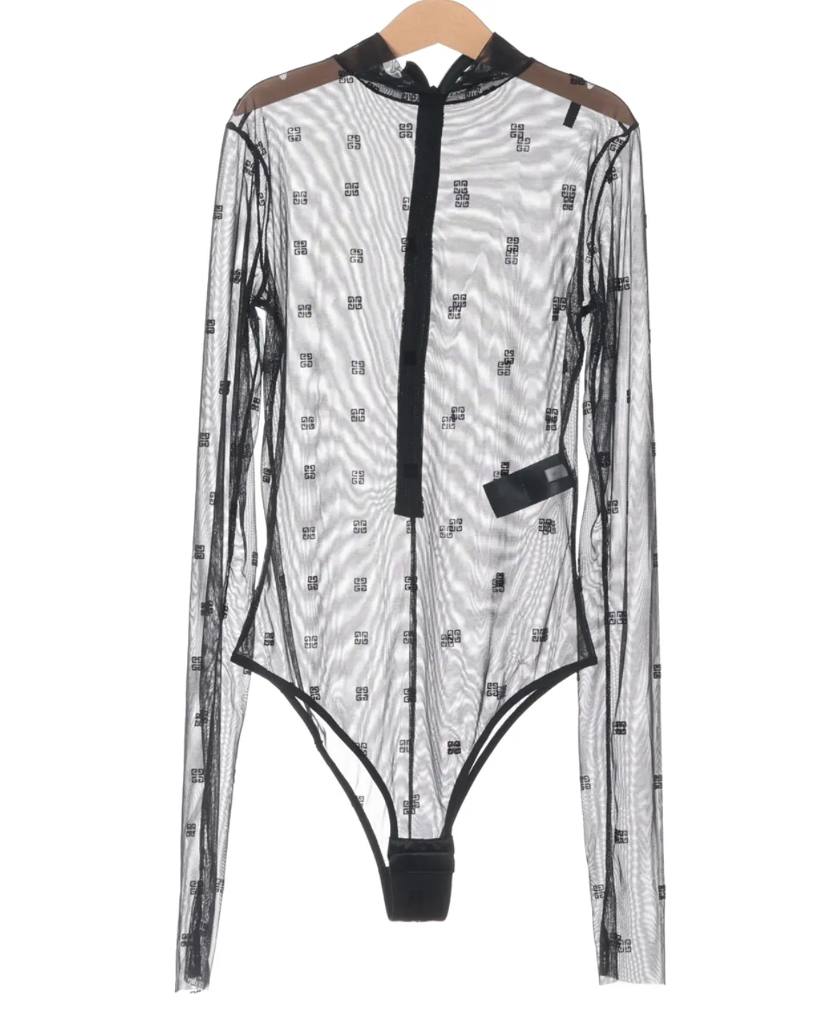 Givenchy 4G Monogram Flocked Semi-Sheer Mesh Bodysuit