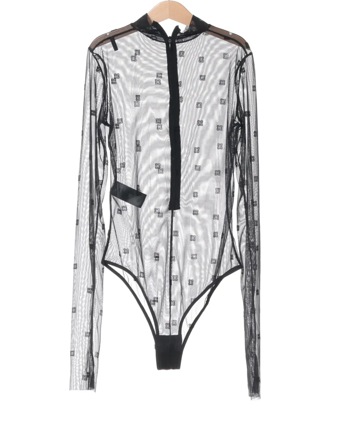 Givenchy 4G Monogram Flocked Semi-Sheer Mesh Bodysuit