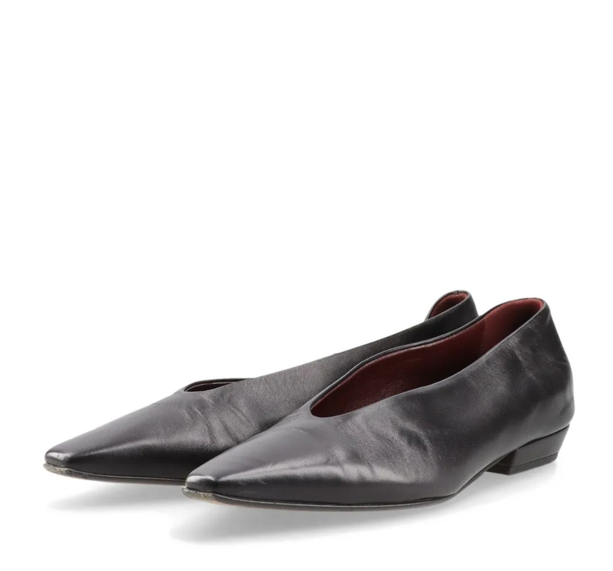 Bottega Veneta Almond Leather Pointed-Toe Ballerina Flats
