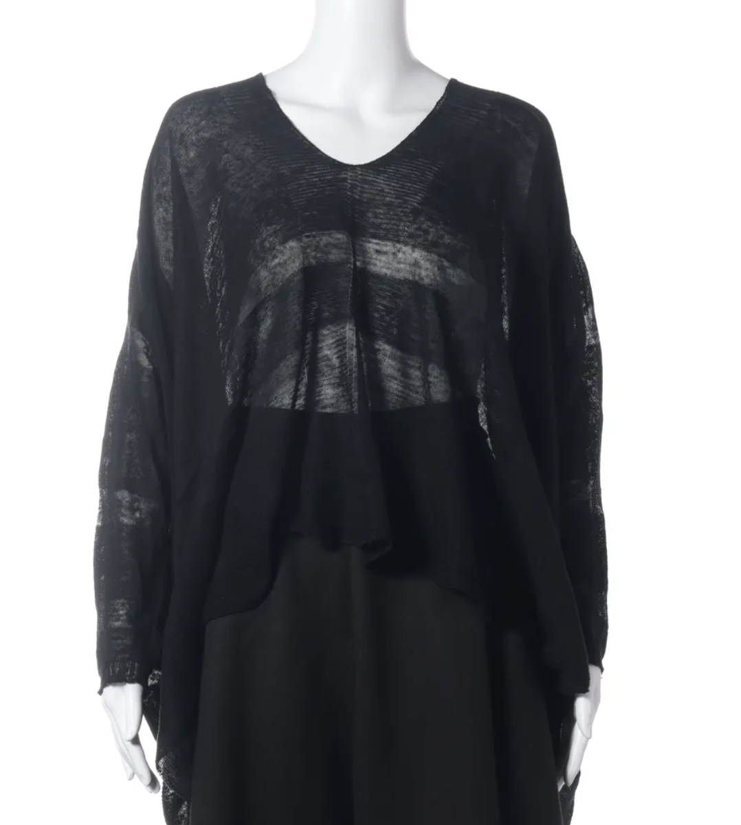 Issey Miyake AW2010 Vintage Black Sheer Silk Cocoon Knit Sweater