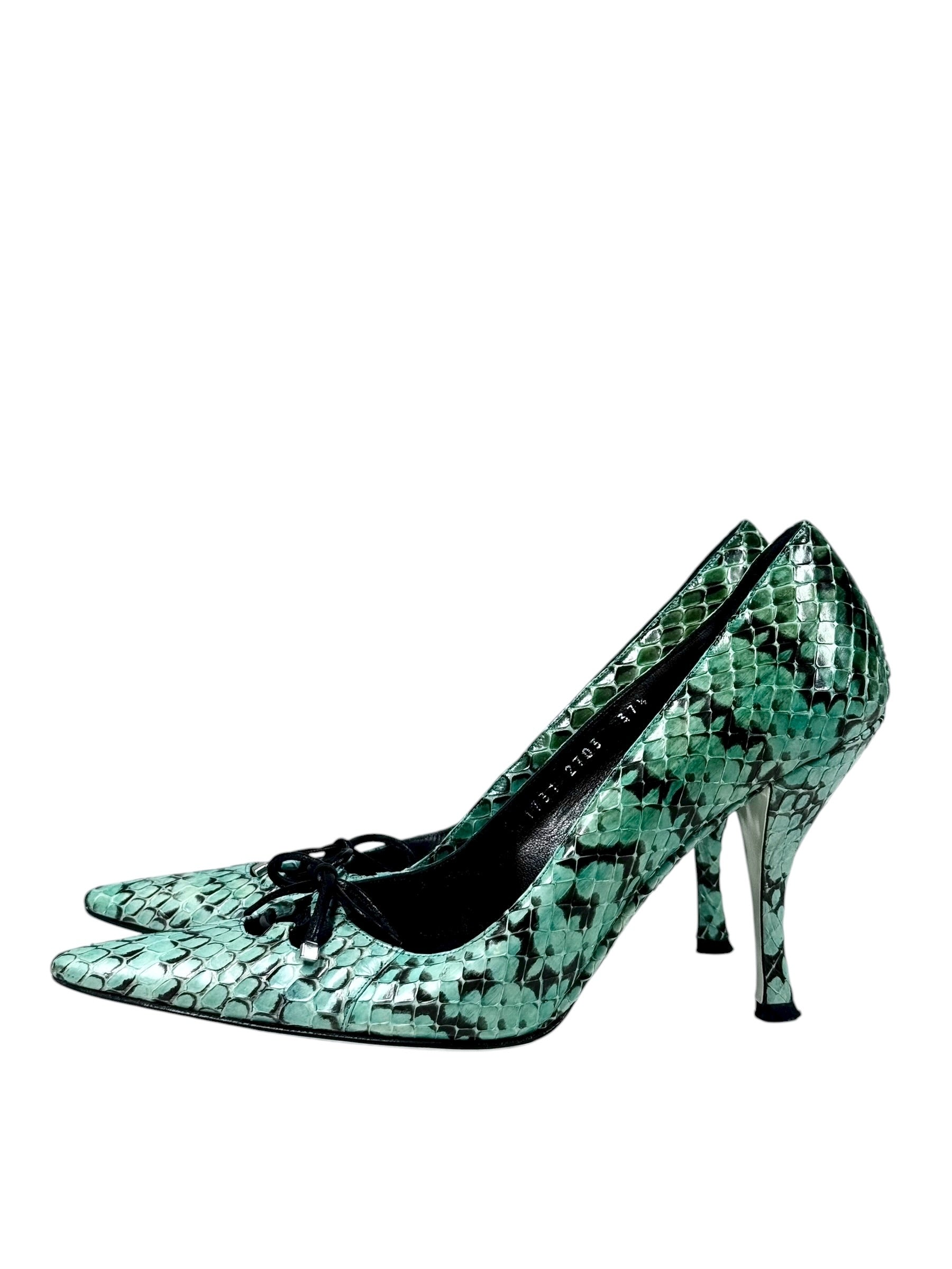 green color with python pattern vintage dolce and gabbana designer shoes