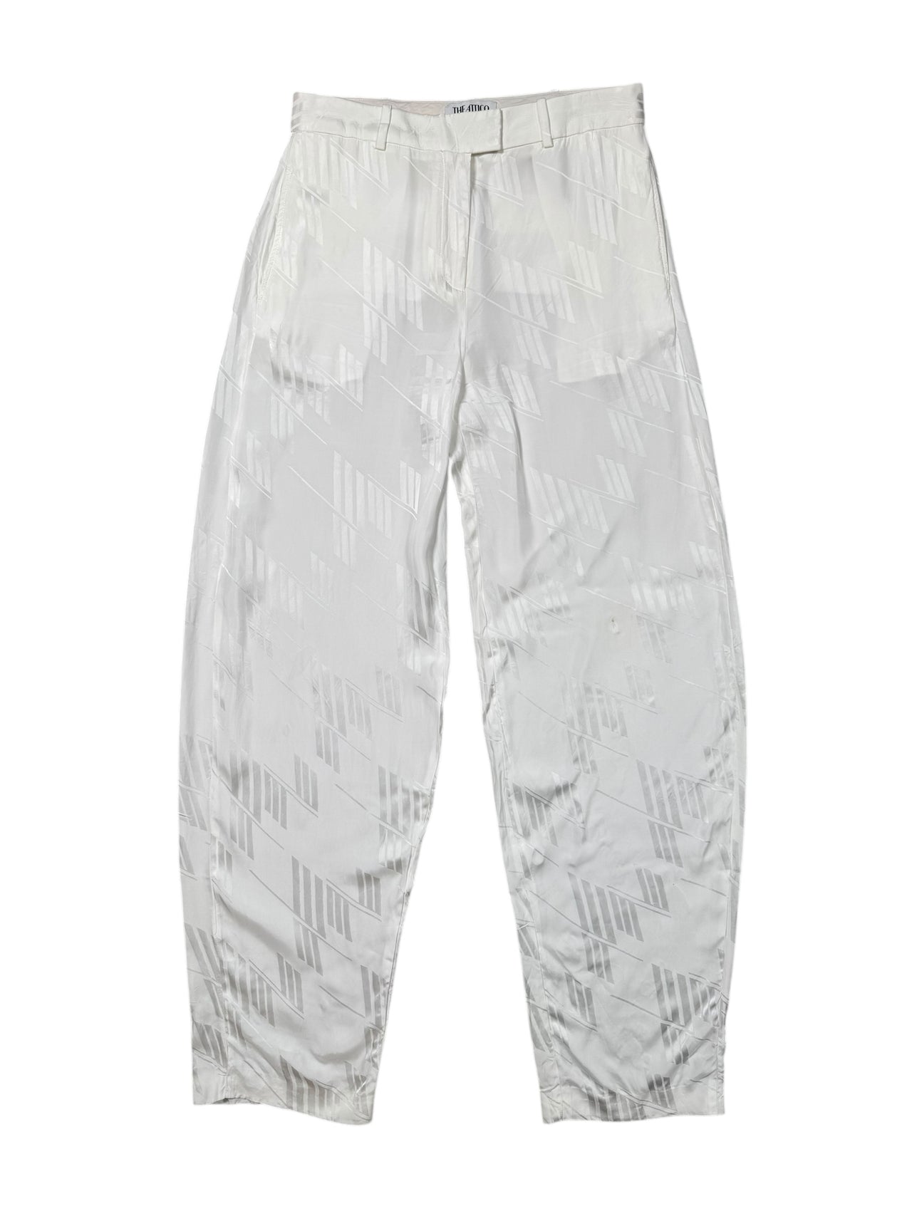 white THE ATTICO monogram pants with white designs in white background